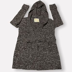 Love Rocks - Cozy Hooded Cardigan Sweater with Waist Tie